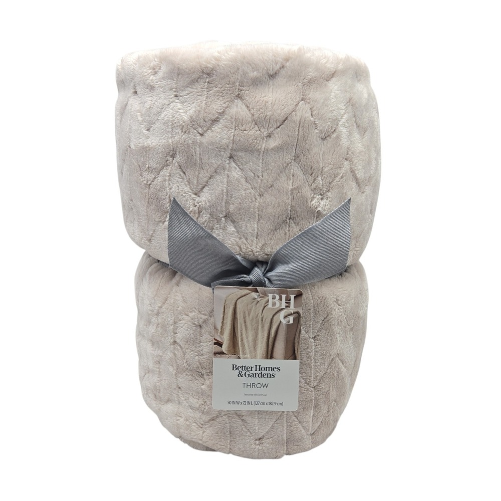 Better Homes‎ and Gardens Throw Blanket Beige Textured Plush Minimalist 50x72